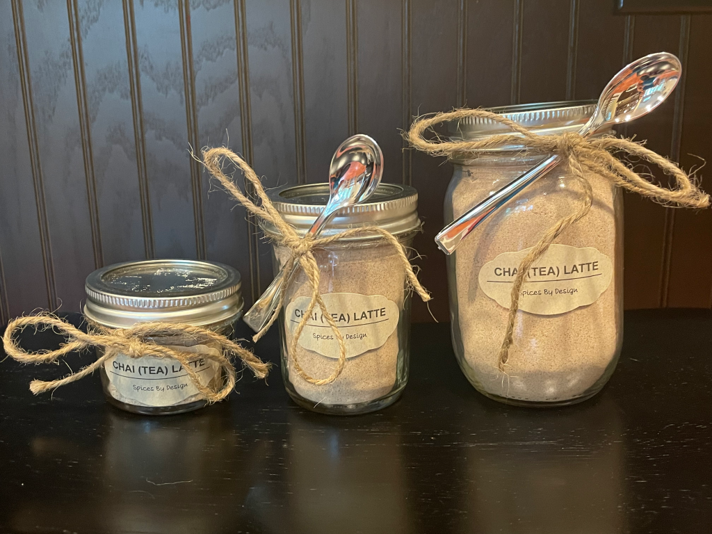Image of Mason Jars of Chai (Tea) Latte and Spiced Hot Cocoa available for special order